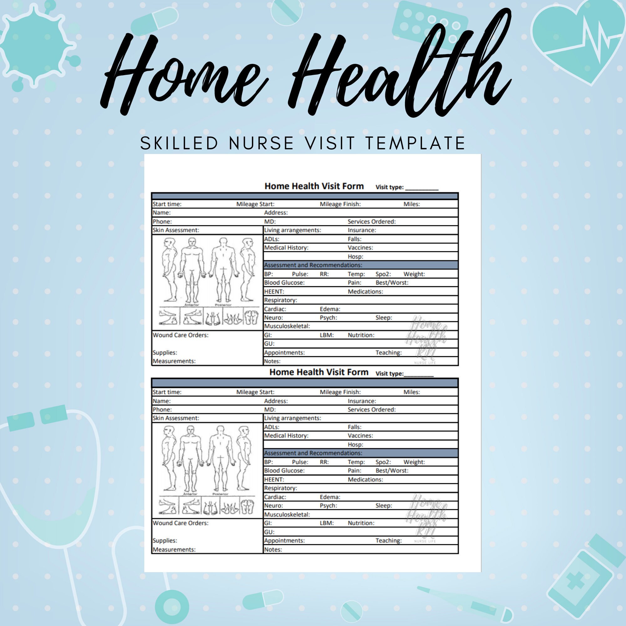 Stationery Nurse Form Skilled Nurse Visit OASIS Template Nurse Brain 