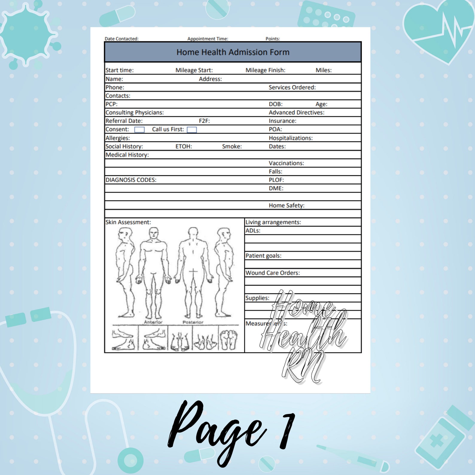Home Health Nurse | Start of Care Template | OASIS | Nurse Brain | SOC ...