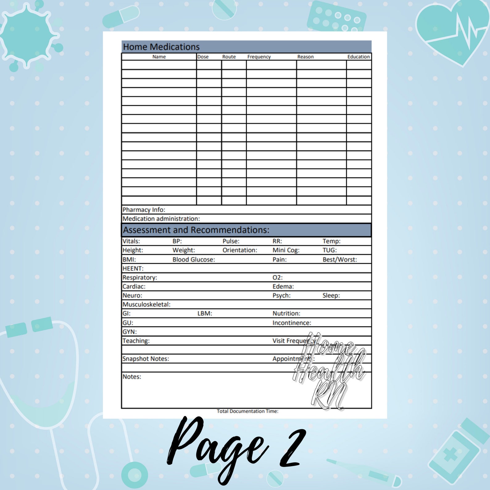 Home Health Nurse | Start of Care Template | OASIS | Nurse Brain | SOC ...