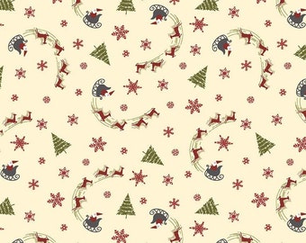 CLEARANCE All About Christmas Placemat Panel P10791 - Riley Blake -  Placemats Christmas Scenes on White - Quilting Cotton Fabric