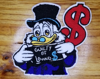 5 » x 5 » McDuck 'Guilty of Loving Money' patch en chenille sur fer, pas besoin de couture