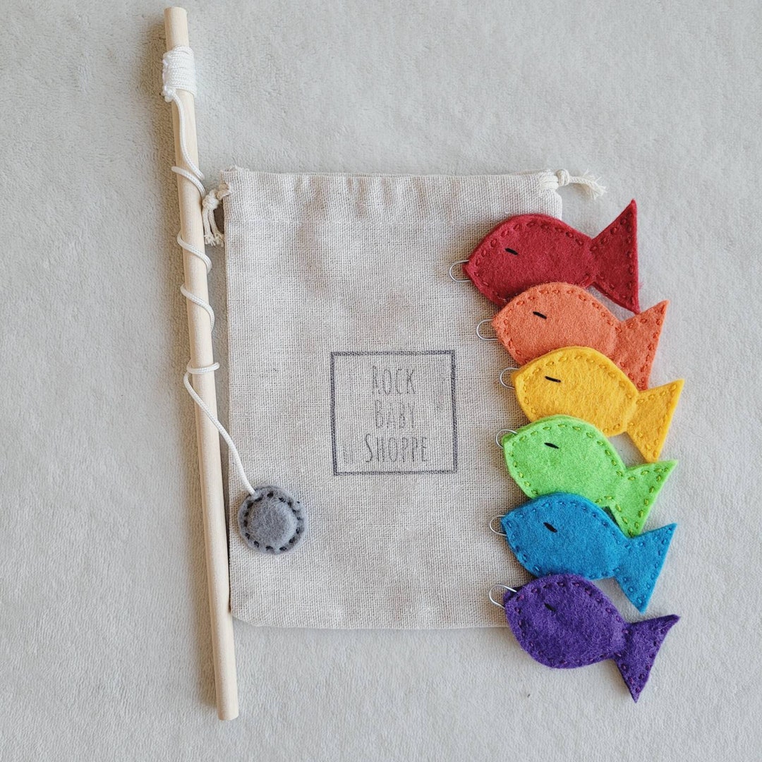 Rainbow Felt Fishing Game, Go Fish, Fine Motor Skills, Montessori, Open
