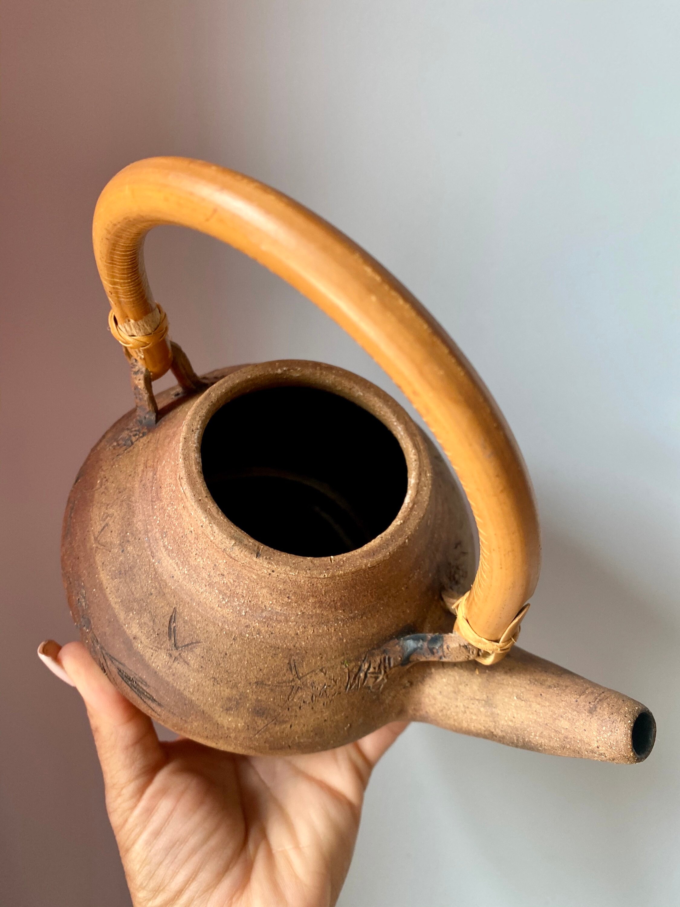 Island Inspired Clay Teapot with Bamboo Handle Etsy