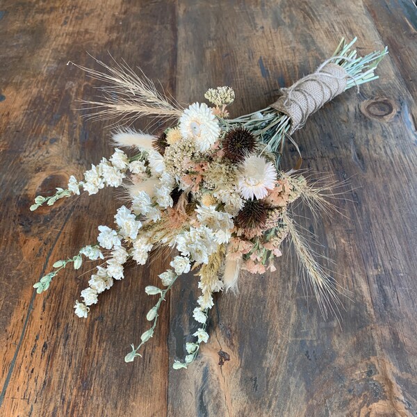 Antique White Dried Flower Bouquet | Neutral Dried Flower Bouquet | Naturally Dried Flowers | Dried Wedding Bouquet | Farmhouse Bouquet