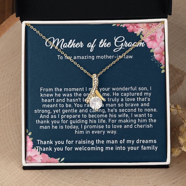 Mother Of The Groom Gift From Bride, Mother In Law Gift Wedding Day, From Daughter In Law, Future Mother In Law Gifts Necklace Jewelry Poem