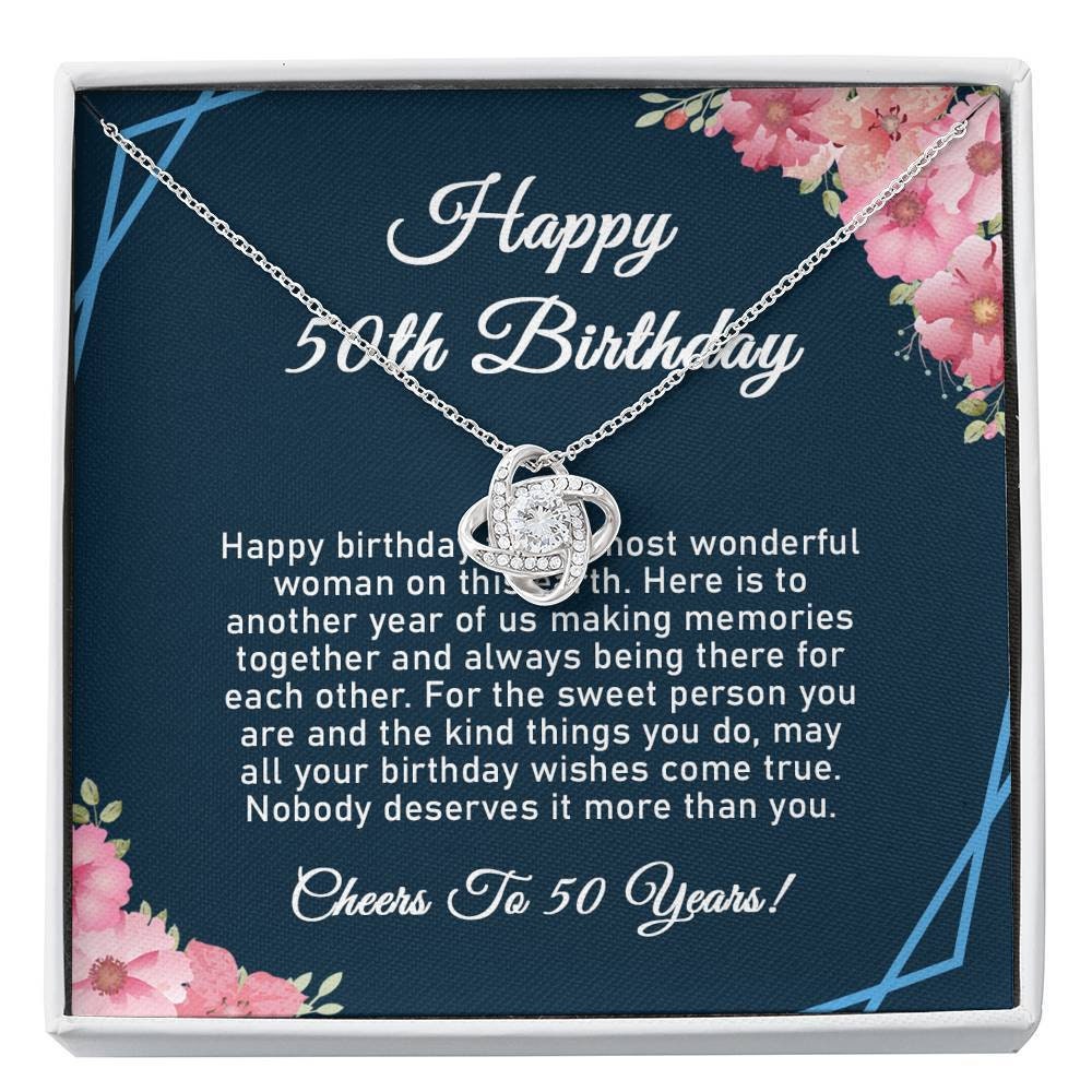 Fiftieth Birthday Gift to Her Birthday Jewelry Necklace 50th Birthday Necklace Gift Love Knot. Happy 50th Birthday Gift for Women Friend