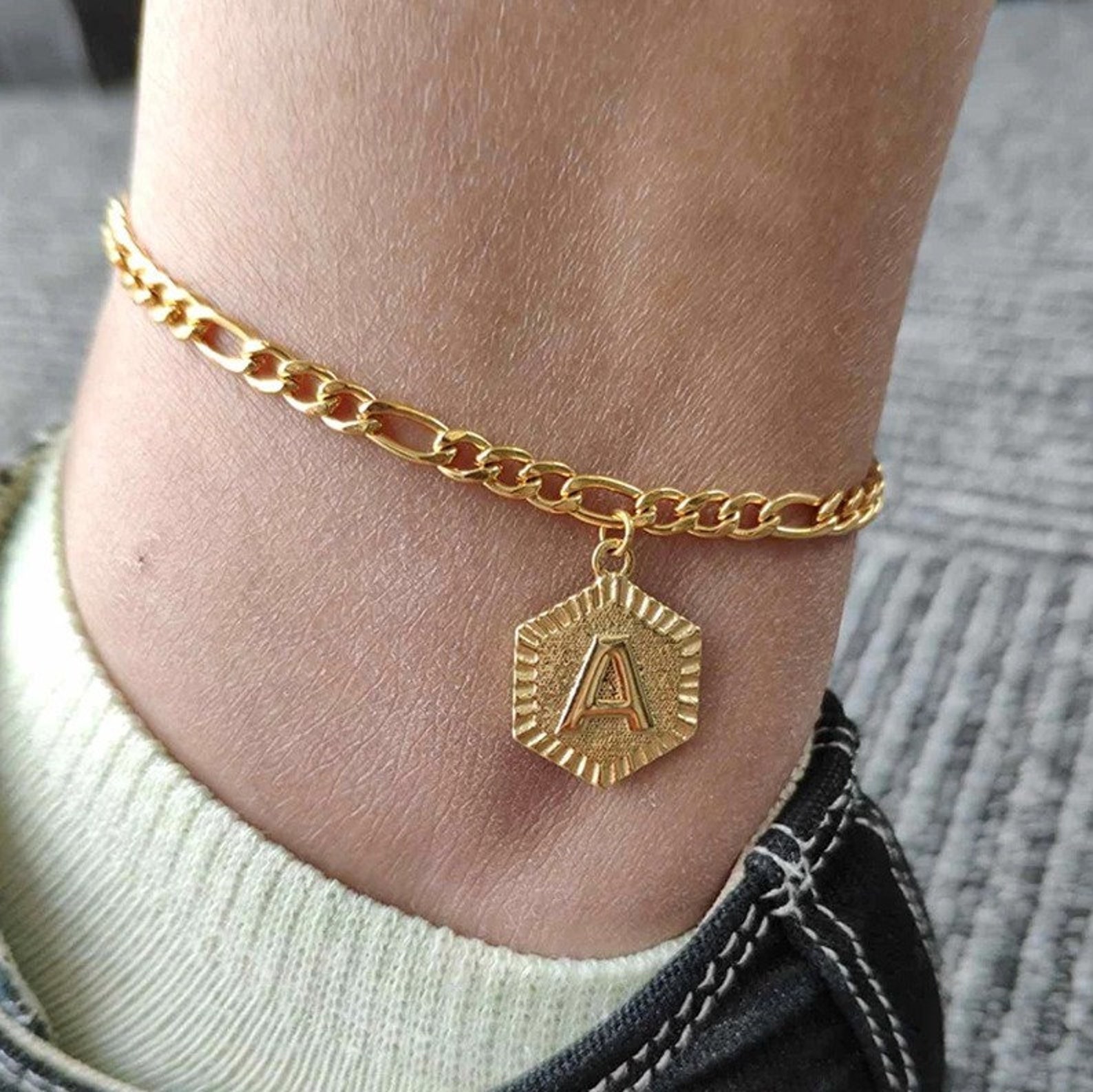 Initial Anklet Gold Initial Anklet Custom Anklet Gold Filled Etsy