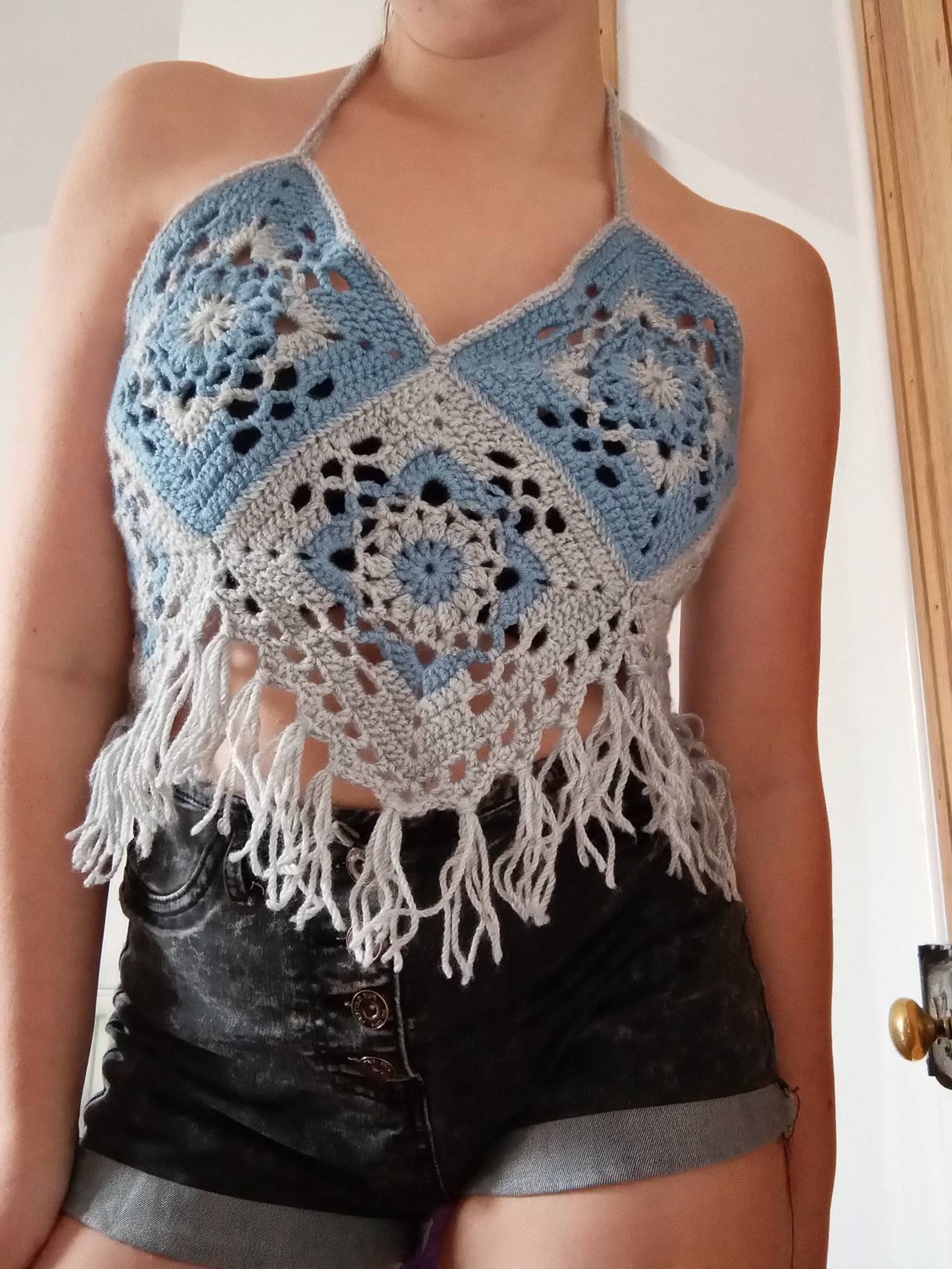 Handmade crochet backless crop top | Etsy