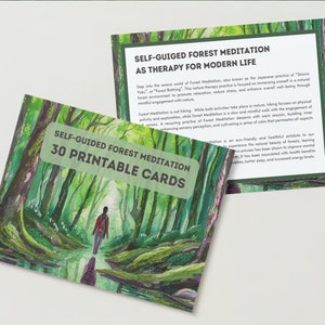 30 Printable Cards - Self-Guided Forest Meditation - Shinrin Yoku - Forest Bathing - Depression Anxiety Nature Therapy