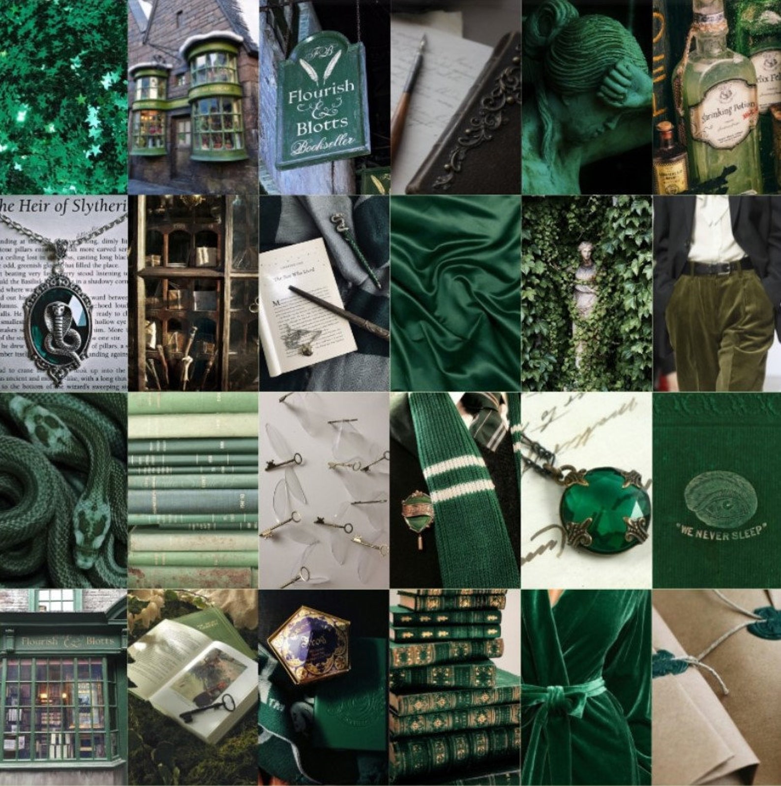 Slytherin Green Aesthetic Wall Kit Harry Potter Photo Collage | Etsy