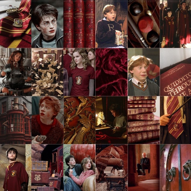 Harry Potter Gryffindor Red Aesthetic Wall Kit Photo Collage | Etsy