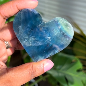 Rainbow fluorite heart, fluorite heart, crystal heart