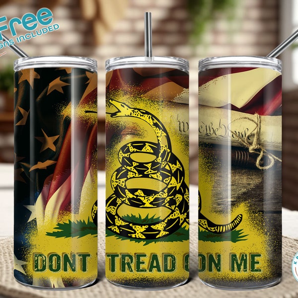 Don't Tread on me 20oz tumbler wrap, digital download, instant download + 12 free tumbler wraps