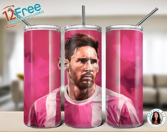 Envoltura de vaso Messi de 20 oz, descarga digital, descarga instantánea + 12 envolturas de vaso gratis