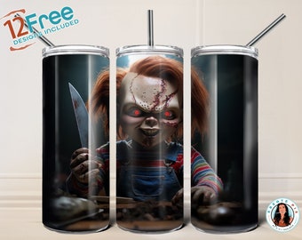 Chucky portrait 20oz tumbler wrap, digital download, instant download + 12 free tumbler wraps