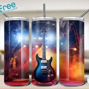 Electric Guitar 20oz tumbler wrap, digital download, instant download + 12 free tumbler wraps
