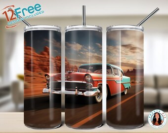 Amerikanisches Vintage Auto 20 Unzen Tumbler Sublimation Design Car Tumbler Wrap, Muskel-Car-Wrap-Bundle, sofortiger Download + 12 kostenlose Tumbler Wraps