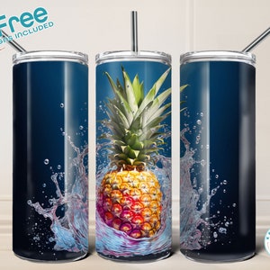 Pineapple 20oz tumbler wrap, digital download, instant download + 12 free tumbler wraps