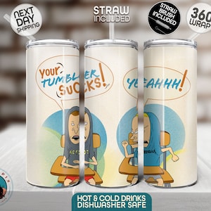 Beavis and Butt-Head Mug  20oz Tumbler - Nostalgic Tribute to the Iconic MTV Series