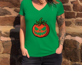 Halloween Tomato SVG PNG | Scary Jack-O&#39;-Lantern Vegetable Clipart | Funny Spooky Tomato Design for Cricut