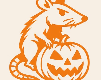 Halloween Rat and Pumpkin SVG PNG | Spooky Jack O Lantern Clipart for Cricut and Silhouette