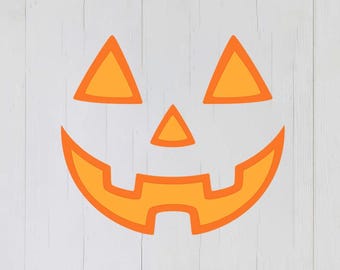 Halloween Pumpkin Face SVG PNG | Smiling Face Clipart | Funny Halloween Design for Cricut Silhouette | Pumpkin Shirt PNG