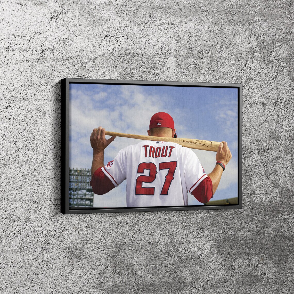 Mike Trout Poster Baseball Los Angeles Canvas Print Home Wall Etsy