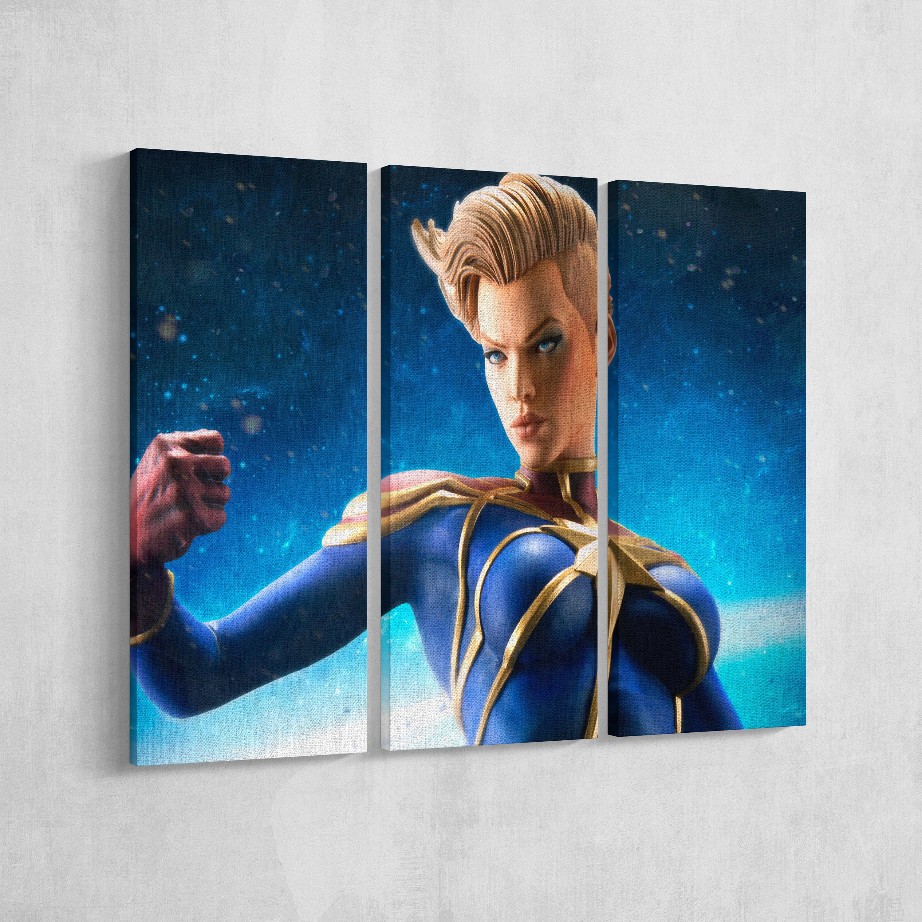Captain Marvel Movie Hero Art Canvas Print Home Wall Decor Etsy