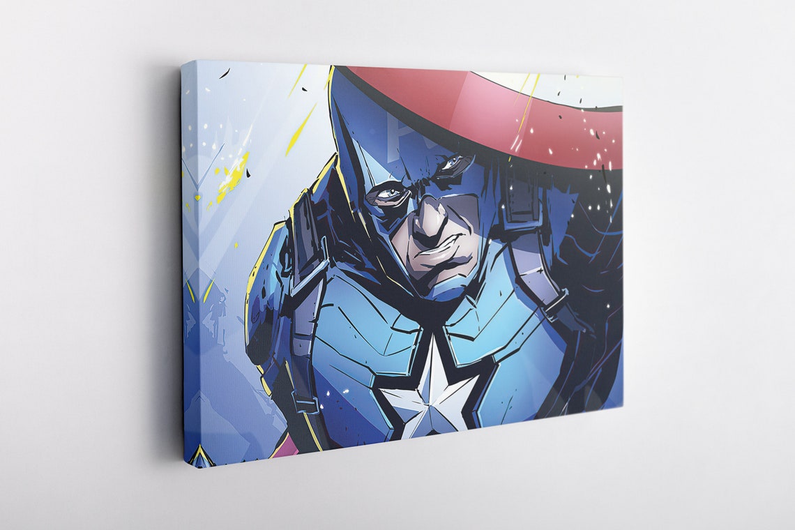 Captain America Poster Illustration Art Canvas Print Home Wall | Etsy