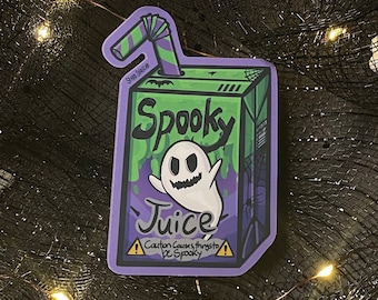 Spooky Juice Box Sticker: Ghost Halloween Humor, Waterproof Laptop Decal