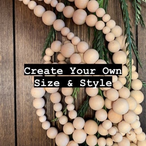 CUSTOM Size & Style Natural Wood Bead Garland