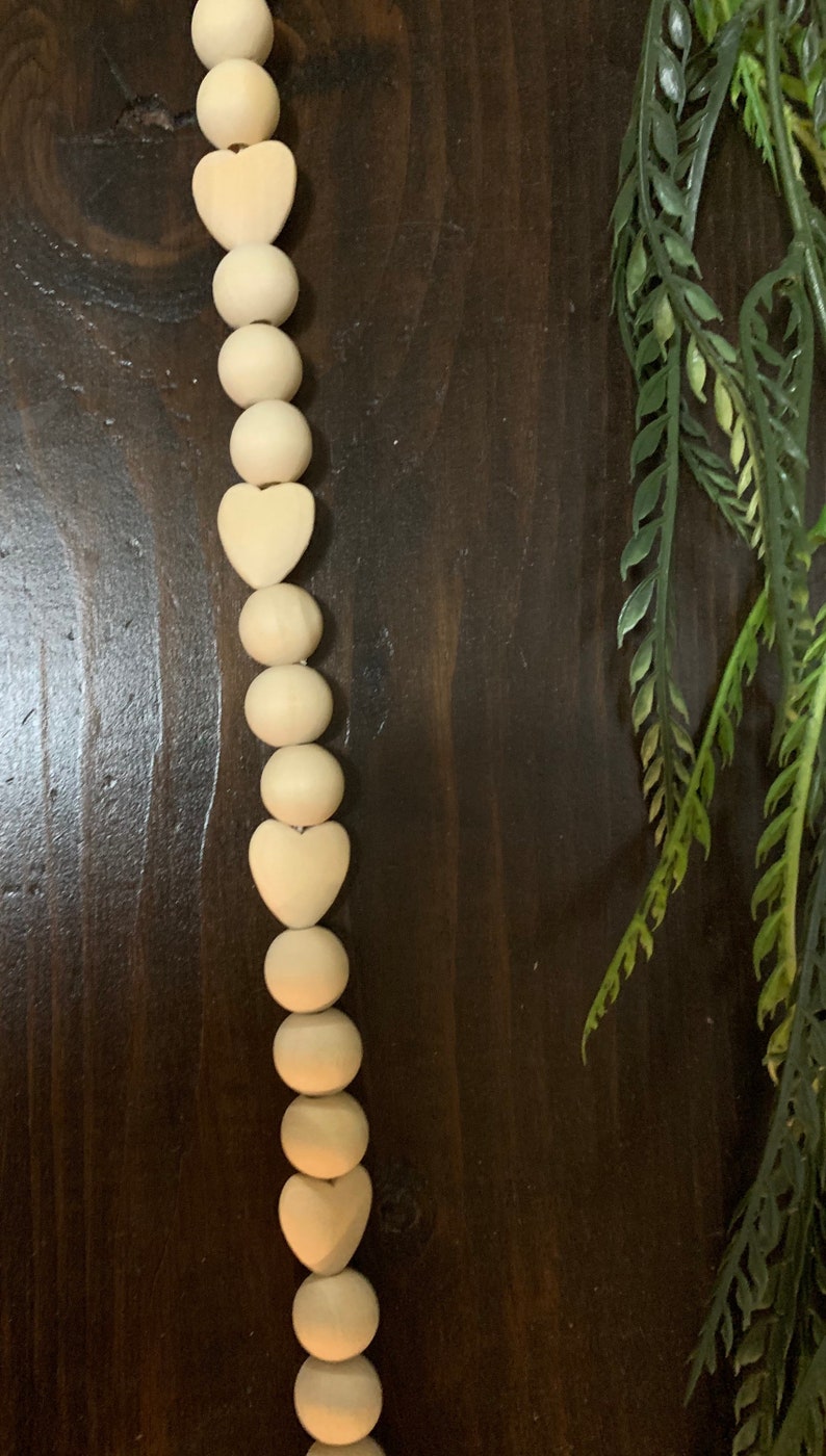 Heart Wood Bead Garland