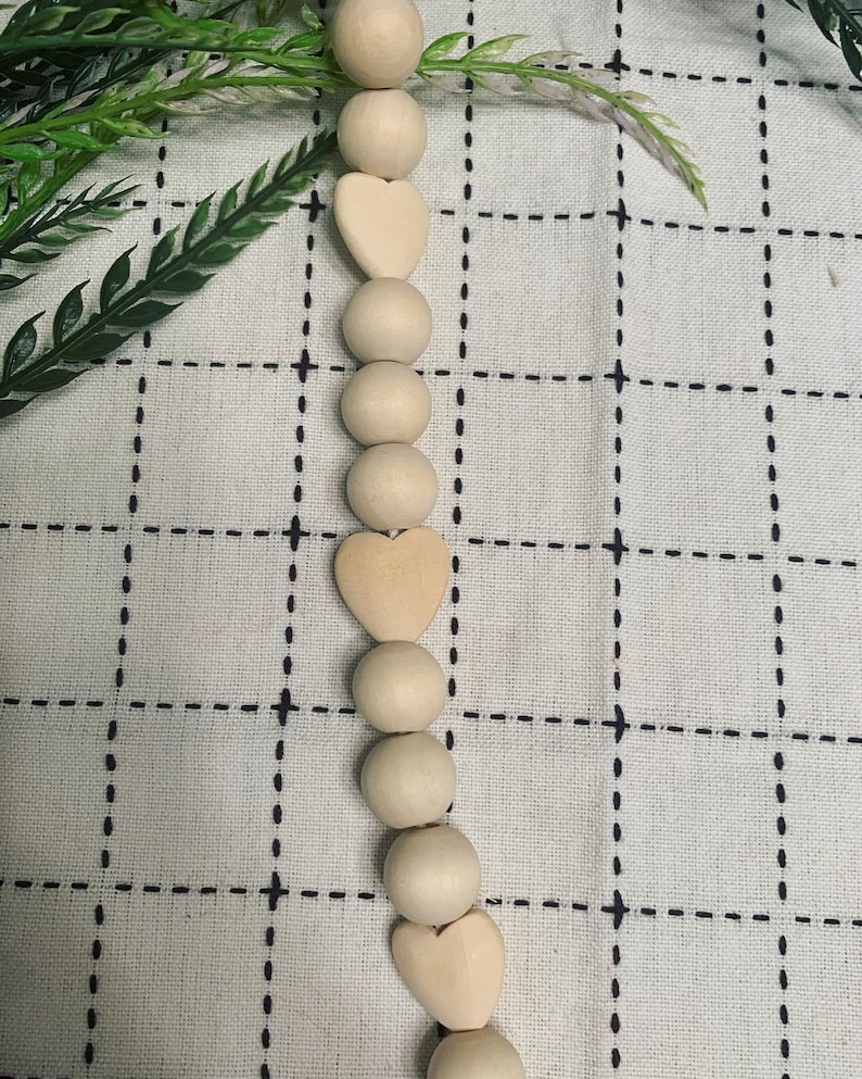 Heart Wood Bead Garland