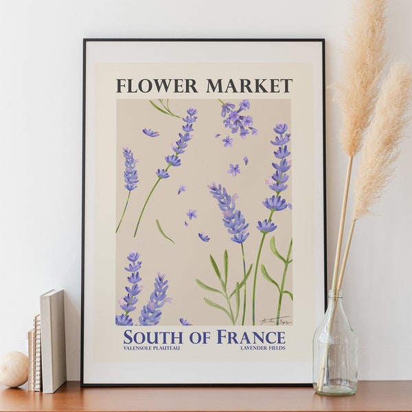 Flower Market Printable Art | France Lavender | Digital Art | Lavender Art