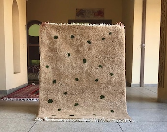 AUTHENTIC MOROCCAN RUG, Beni Ourain Abstract Wool Carpet, Handcrafted Wool Area Rug, Soft Shaggy Brown Rug, Made to Order Berber Rug.