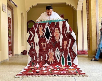 Bohemian Beni Ourain Rug - Multicolor Moroccan Handmade Wool Carpet - Abstract Funky Berber Rug for Boho Home Decor