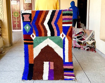 Bohemian Rug – Multicolor Abstract Moroccan Rug – Colorful Handmade Beni Ourain Wool Carpet – Custom Berber Area Rug for Boho Home Decor