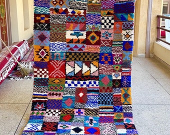 Colorful Moroccan Beni Ourain Rug, Handmade Wool Shaggy Area Rug, 4x6FT Berber Carpet, Decorative Boho Chic Rug