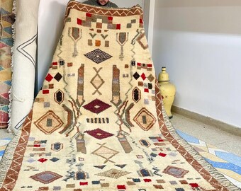 Large Vintage Berber Rug 10x6.6FT, Authentic Moroccan Beni Ourain Carpet, Handmade Soft Wool Rug, Perfect for Living Room or Bedroom.