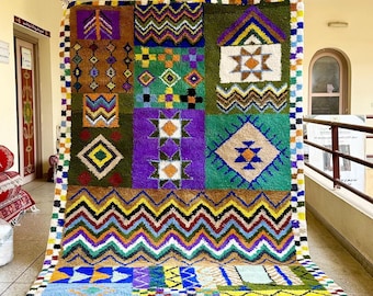 Moroccan Boujaad Rug - Authentic 6x10 ft Handmade Wool Berber Carpet - Colorful Tribal Bohemian Area Rug