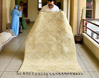 SPECTACULAR WOOL RUG For Your Living Room, 6x4Moroccan Mustard Rug Handmade From Wool of Sheep, Minimalistic Rug Inspired From Nomadic Tribe