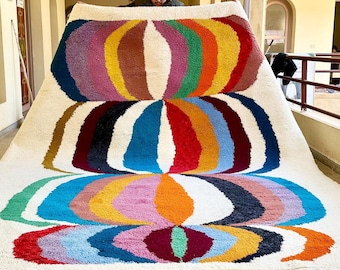 Beni Ourain Rug, Moroccan Abstract Wool Carpet, Cozy Handmade Bohemian Berber Area Rug, Custom Living Room or Bedroom Rug
