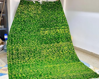 Authentic Beni Ourain Rug - 8x5.6FT Handmade Moroccan Wool Carpet | Green Wool Rug for Unique Home Décor