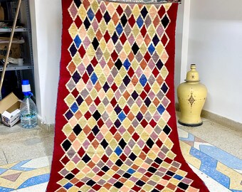 Berber Teppich Rug - 6.6x3.6 FT Handmade Moroccan Wool Carpet | Colorful Luxury Mrirt Rug for Living Room| Beni Ourain High-Quality Wool Rug