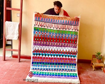 BENI OURAIN RUG, Multicolor Geometric Beni Ourain Rug, Custom Scandinavian Area wool Rug Carpet,Diamond Handmade Rug for Bohemian home style