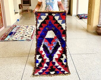 Moroccan Vintage Handmade Rug, Berber tribal Rug ,Handmade Rug ,Old Carpet Symbol, Checkered Geometric Moroccan Rug, Checkered Faded Red Rug