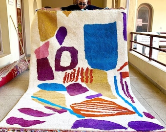 GORGEOUS MOROCCAN RUG, Custom Beni ourain Rug, Colorful Rug, Handmade Wool Rug, Abstract Rug, Handwoven Area Rug, Wool Rug.