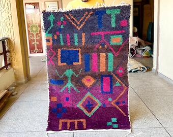 Moroccan Rug – Multicolor Abstract Beni Ourain Carpet – Vibrant Custom Handmade Wool Rug for Bohemian & Eclectic Home Style