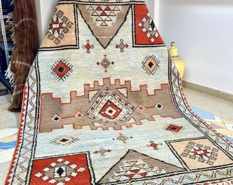 Authentic Moroccan Vintage Rug – 9.6x6.4 FT | Handwoven Berber Area Rug | Tribal Abstract Design Old Wool Rug