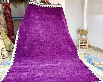 10.1x6.1FT Chic Moroccan Rug | Soft Purple Wool Beni Ourain Carpet | Handmade Abstract Tribal Style | Beni Ourain Tribal Rug